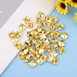 50Sets 6-12MM Pyramid Shape Square Rivets Bag Shoes Bracelets Belt Fix Studs Metal Square Spikes DIY Crafts Garment Aceessories