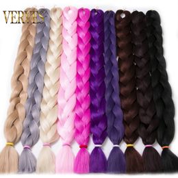 VERVES Braiding Hair One Piece Synthetic 82 Inch Heat Fibre Braid 165g/Piece Black Pure Colour Jumbo Braid Hair Extensions