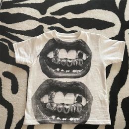 Punk Y2K Baby Short Sleeve Top Gothic Street T-shirt Womens Leisure Basic T-shirt Womens Summer Top E Girls Gothic EMO 240410