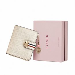 foxer Valentine's Day Gift Women Luxury Short Wallet Split Leather Coin Purse Lady Mey Bags Fi Female Card Holder ID Case 25Wz#