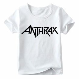 Boys And Girls Rock Metal Anthrax Music Band Print T Shirt Kids Summer Short Sleeve White Tops Children Cool T-shirt,ooo981