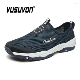 Casual Shoes Men Mesh Hiking Water Rubber Sole Breathable Jogging Fashion Slip-On For Walking Loafers Size 39-46 Father Flats