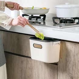 Wall-Mounted Trash Can Kitchen Waste Food Bin Kitchen Cupboard Door Hanging Plastic Storage With Carry Handle