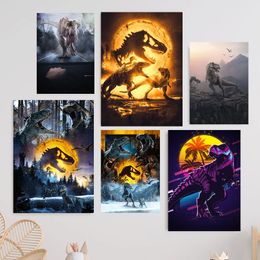 Jurassic Park Tyrannosaurus Rex Canvas Painting Various Dinosaurs Wall Art Poster Picture Suitable for Kids Room Home Decoration