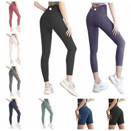 2024 Yoga Pants Lu Align Leggings Kvinnor Shorts Croped Pants Outfits Lady Sports Ladies Pants Training Fitness Wear Girls Running Leggings Gym Slim Fit Pants Pants