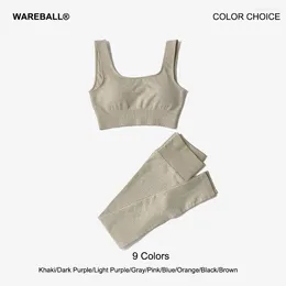 Active Sets WAREBALL Women's Sportswear Fitness Yoga High Waist Sports Leggings Bra Gym Clothing Workout Set Sport Suit