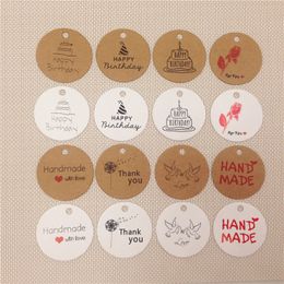 100Pcs/Lot Multiple Design Hanging Kraft Paper Tags For Wedding Candy Cake Bags Boxes Price Label Note Handcraft Tags Wholesale