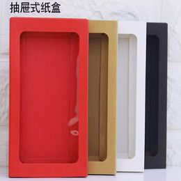 10pcs Black white Kraft paper drawer box with pvc Window phone case packaging gift packing paper window box