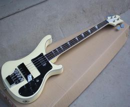 Cream yellow 4 Strings Electric Bass guitar with Rosewood FretboardBlack PickguardChrome HardwareProvide Customised services5030483