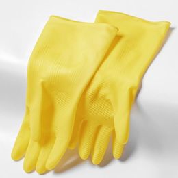 Thickened rubber gloves Labour protection wear-resistant latex leather dishwashing household work kitchen work waterproof female la273E