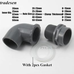 I.D20~50mm PVC Aquarium 90° Elbow Drainage Connector Fish Tank Overflow Joints Water Inlet Outlet Supply Pipe Drain Fittings