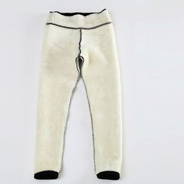 High Quality Skinny High Waist Wool Fleece Trousers Winter Thicken Leggings Cashmere Lambskin Women Leggings Warm Pants