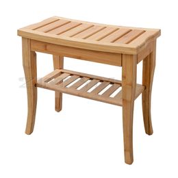 Bamboo Bathroom Stool Anti-Skid Two Layer Pregnant Women Bath And Shower Bench Safety Seat Japanese Style Shower Stool