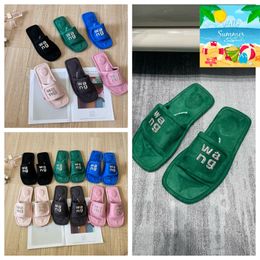 Top Quality Luxury Slippers New Style Designer Sandals Womens Velvet material rhinestone Velcro tape GAI party Soft Room Free shippingOn Size 35-42 offical slider
