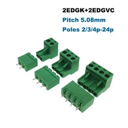 100Pcs Pitch 5.08mm 2/3/4P Screw Plug-in PCB Terminal Block 2EDGK 2EDGRC 2EDGVC Male/Female Pluggable Connector