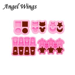 Shiny Butterfly/Circle/Sqare/Crown/Star/Moon/Bunny/PR/Shell/Tortoise/Coffee cup Earring Studs Silicone Resin Epoxy Mould DY0899