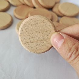 10-100pcs/pack Round Wood Chip Beech Wood 3-7mm Thick Wood Slice for DIY Arts and Crafts Accessories Molar Material