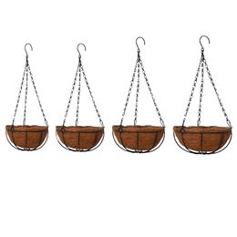 Metal Hanging Planter Steel Wires Coconut Plant Pot Indoor Outdoor Watering Hanging Baskets