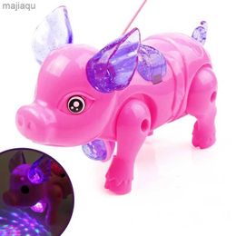 Electric/RC Animals New pink electric walking pig toy with lighting music for children fun electronic toy childrens birthday gift toyL2404