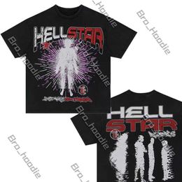 Hellsta Men's T-shirts Cotton T-shirt Fashion Black Hellstar Shirt Mens Clothing Hell Star Shirt Cartoon Graphic Punk Rock Tops Summer High Street Streetwear 866