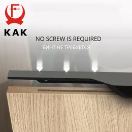 KAK Black Hidden Cabinet Handle Aluminium Alloy Kitchen Handle Drawer Knobs No Screw Needed Long Furniture Handle Door Hardware