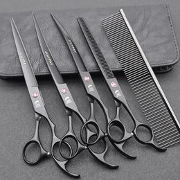 7.0 inch Professional Pet Clipper Dog Grooming Scissors Set Straight & Curved & Thinning Shears Animals Hair Cutter Tools Kit