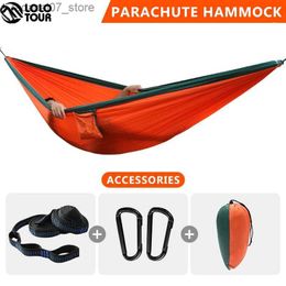 Hammocks 300x200cm large camping hammock support 700lbs 2-person travel hammock with tree strap camping equipment for backpackingQ