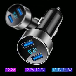 12V LED Display Voltmeter Car Charger for Cigarette Lighter in The Car Mobile Phone Charger Smart Dual USB Fast Charging Adapter