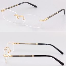 Brand Mens Optical Glasses Frame Man Rimless Eyeglass Frame for Men Gold Silver Myopia Eyeglasses Designer Spectacle Frames Eyewea308A