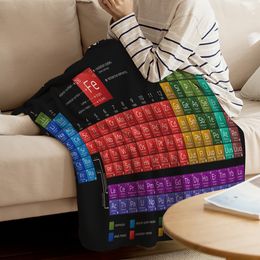 Periodic Table Of Elements Chemistry Flannel Blanket for Bed Sofa Portable Soft Fleece Throw Funny Plush Bedspreads