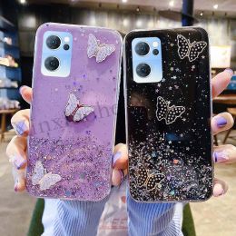 Phone case OPPO Find X5 Lite butterfly Soft Transparent Bling Glitter casing Find X5Lite cover