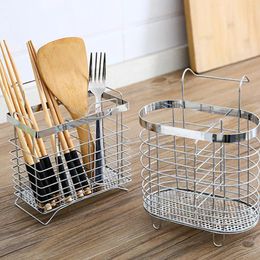 Kitchen Storage Cutlery Holder Hanging Internal Compartment Stainless Steel Metal Tool Chopsticks Rack Cage Organiser