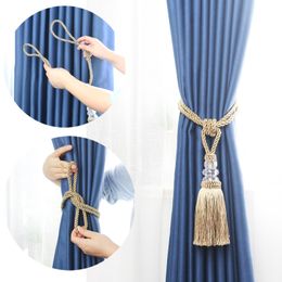 1Pc Tassel Curtain Tieback Decorative Curtains Holder Buckle Rope Plastic Ball Accessory Gold Curtain Tie Backs Bandage Rope