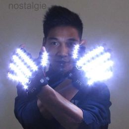 Led Rave Toy 6 Colours Light-emitting Gloves Music DJ Party Cosplay Stage Performance Glowing Half Finger LED Beaming Laser Lights Gloves 240410