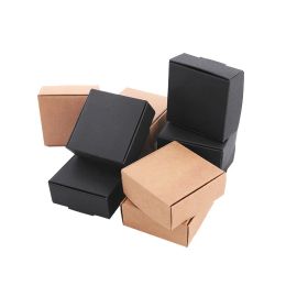 10pcs/lot Kraft paper box white wedding candy gift boxes food packaging candy black handmade soap package box small