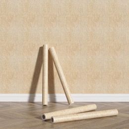 Wallpapers Classic Brown Sackcloth Textural Furniture Cabinet Sticker Removable Home Wallpaper Simple Peel And Stick Contact Paper