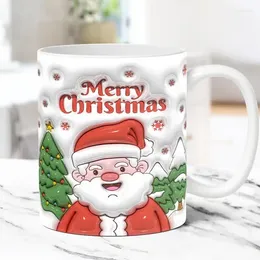 Mugs 350ml Christmas 3D Ceramic Mug Cartoon Santa Claus Snowman Pattern Coffee Milk Tea Cup Creative Decoration Gift