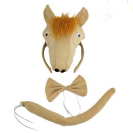 Animal Ear Headband Tail Bow Tie Headpiece Kids Adults Hair Accessories Party Favor Gift Birthday Halloween 2023