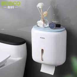 Toilet Paper Holders ECOCO Toilet Paper Holder No Drill Tissue Hanger WC Rolhouder Waterproof Multifunctional Automatic Opening Bathroom Accessories 240410