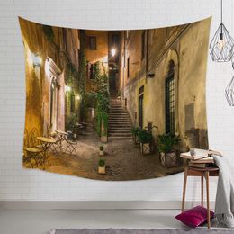 House Building Civil Nostalgic Houses Chair Italy Wall Tapestry Cover Beach Towel Picnic Yoga Mat Home Decoration