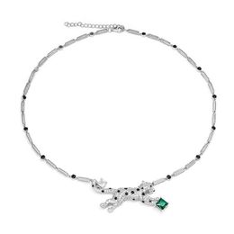 Classic Design Jewelry Necklaces 925 silver gold-plated high carbon diamond wood Jaguar series/Cheetah emerald necklace With Logo