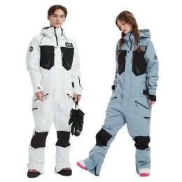 Women One-Piece Ski Suit Men Thickening Warm Outdoor Mountaineering Snowboard Suit Windproof Waterproof Overalls Ski Jumpsuit