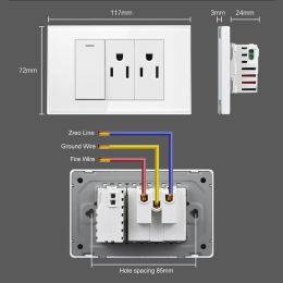 US Power Wall USB Socket Type C Light Switch Double Pole Plastic&Glass Panel Outlet Plate Home Office Electrical Plug Appliances