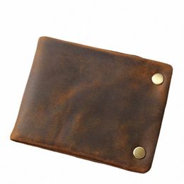 men's Genuine Leather Trifold Wallet Wowen Natural Leather Zipper Short Purse Card Holder Change Coin Purse Male Clutch Wallets W88c#