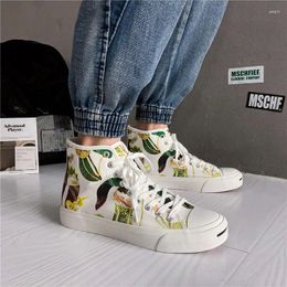 Casual Shoes Fashion Printed Canvas Men's Tennis Vulcanized Flower High Quality Leisure White Zapatos Hombre