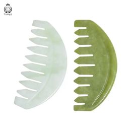 Natural Stone Comb Scraper Guasha Massage Comb Head Body Jade Spa Acupuncture Head Therapy Massage Tools Head Beauty Tool