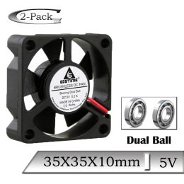 Cooling 2 Pcs Gdstime DC 5V 35mm 35x35x10mm Mini Brushless DC Axial Dual Ball Bearing Heatsink Cooling Fan 3510B 3.5cm 3D Printer Cooler