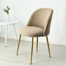 Dining Chair Cover Make Up Stool Seat Slipcover Stretch Curved Back Chairs Covers Kitchen Coffee Bar Small Seat Funda Silla