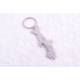 Shark Shaped Bottle Opener Keychain shaped zinc alloy Silver Color Key Ring Beer Bottle Opener Unique Creative Gift Bar Tools