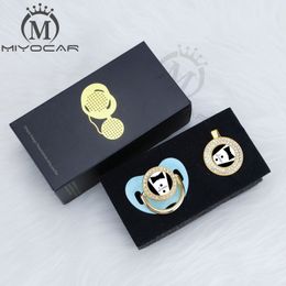 MIYOCAR custom name cool handsome gold bling pacifier and pacifier clip black BPA free dummy bling unique design PS-9